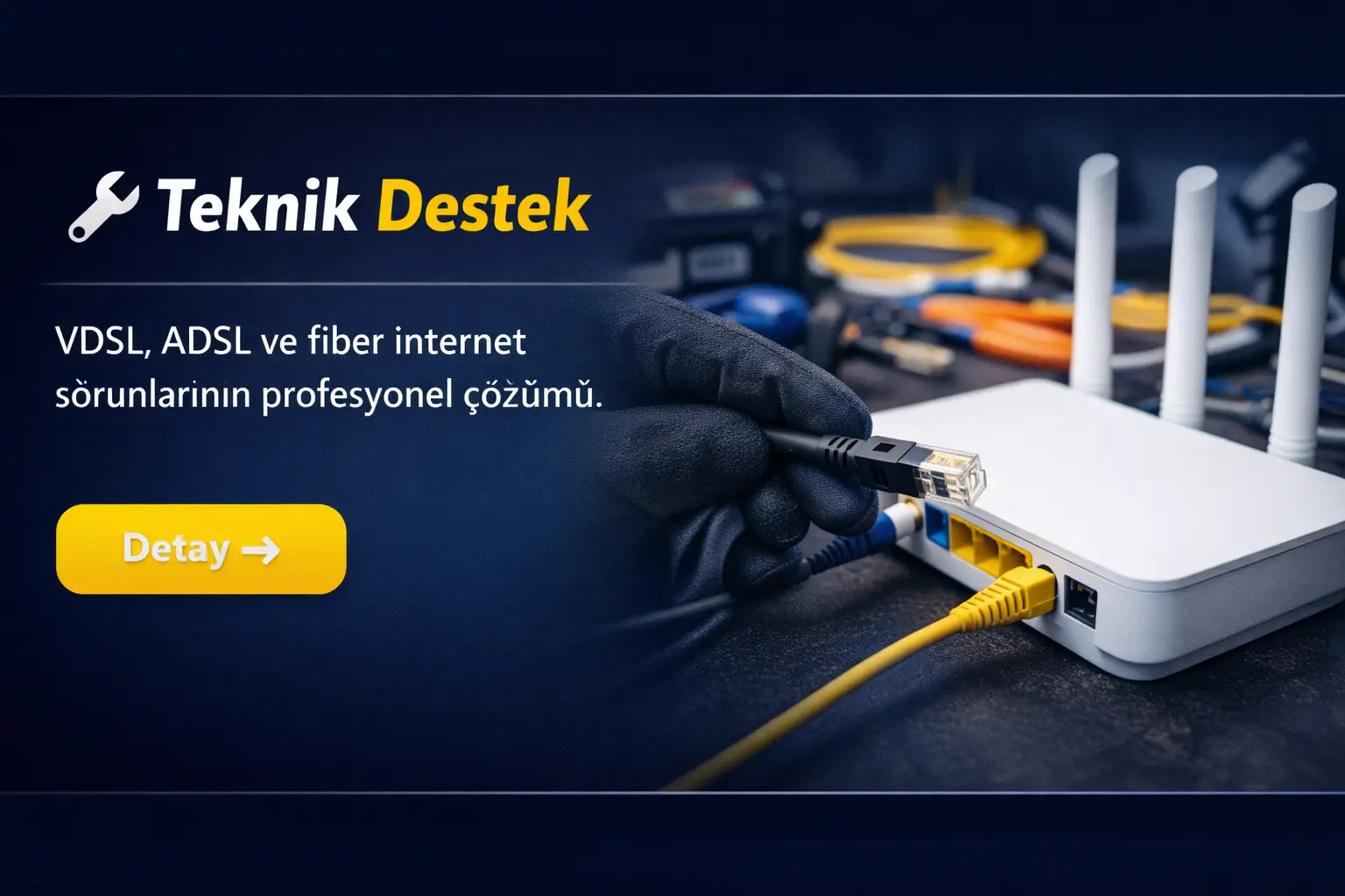 Fiber internet arızası için modem, ONT ve kablolama kontrolü yapan teknik servis