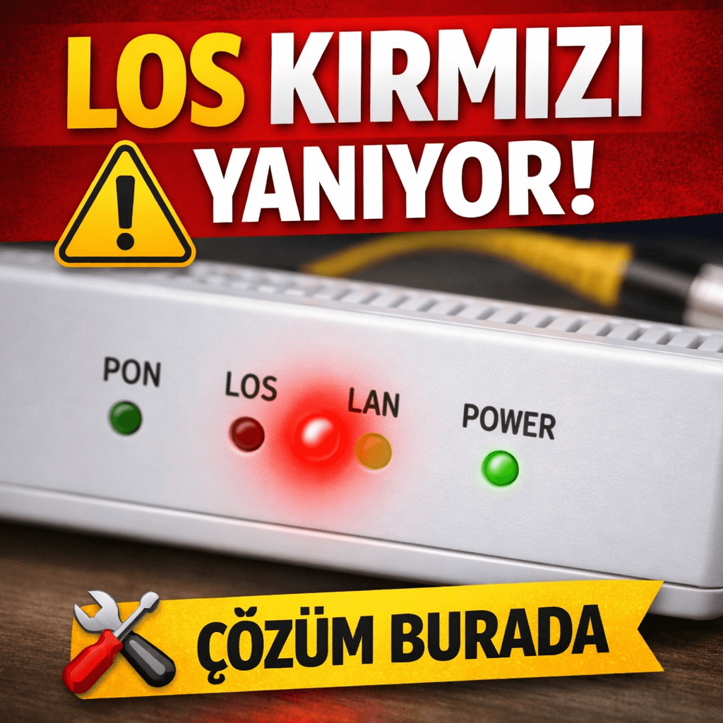 ONT cihazında LOS kırmızı ışık hatası fiber internet arızası