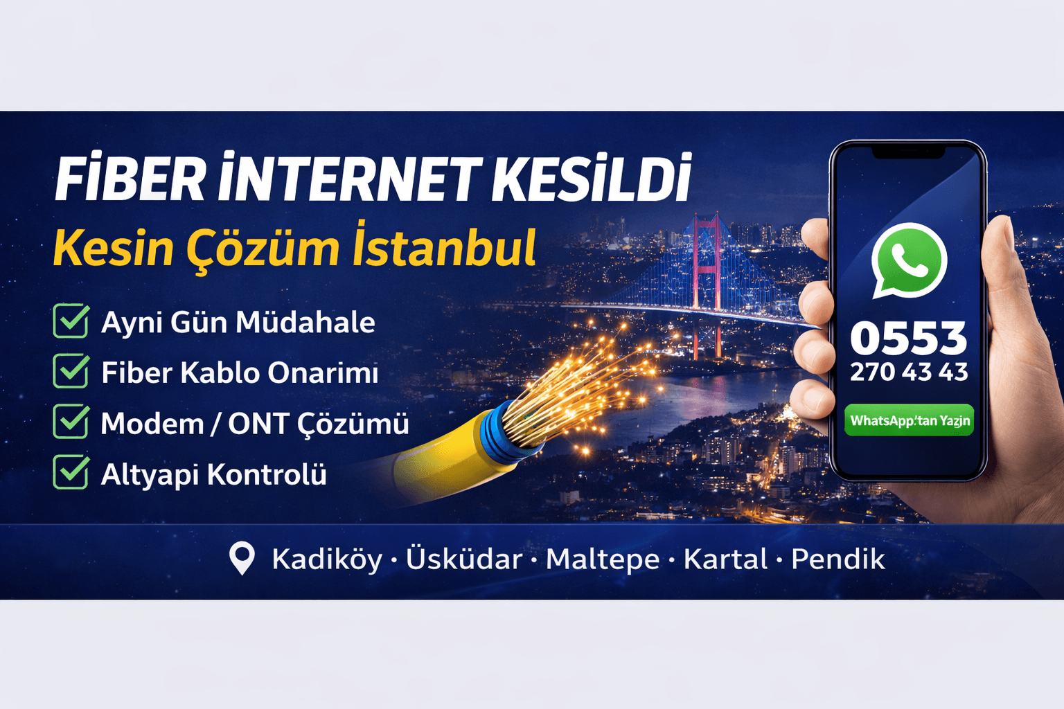 Fiber internet kesintisi yaşayanlar için aynı gün müdahale ve hızlı çözüm hizmeti